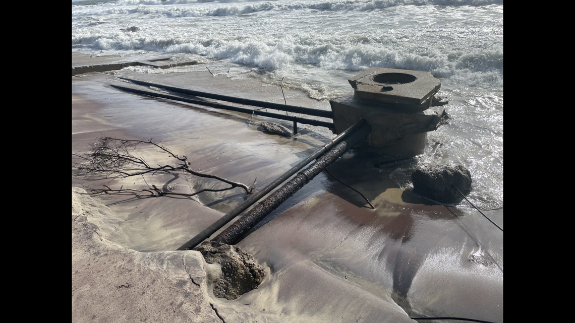 A stretch of Outer Banks beach within Cape Hatteras National Seashore in North Carolina has been closed to tourists due to contamination bubbling from a former military site that emerged from the sand, the National Park Service says.