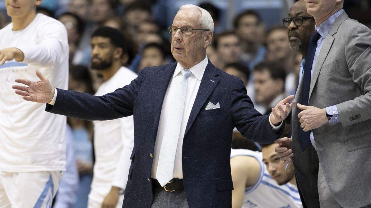 North Carolina coach Roy Williams reacts to a turnover by his team during the first half against Wake Forest on Tuesday, March 3, 2020 at the Smith Center in Chapel Hill, N.C.
