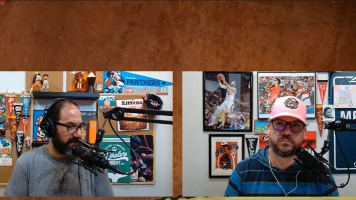 Joe Ovies, left, and Joe Giglio host the “Ovies + Giglio” sports talk show, available via podcast or YouTube.