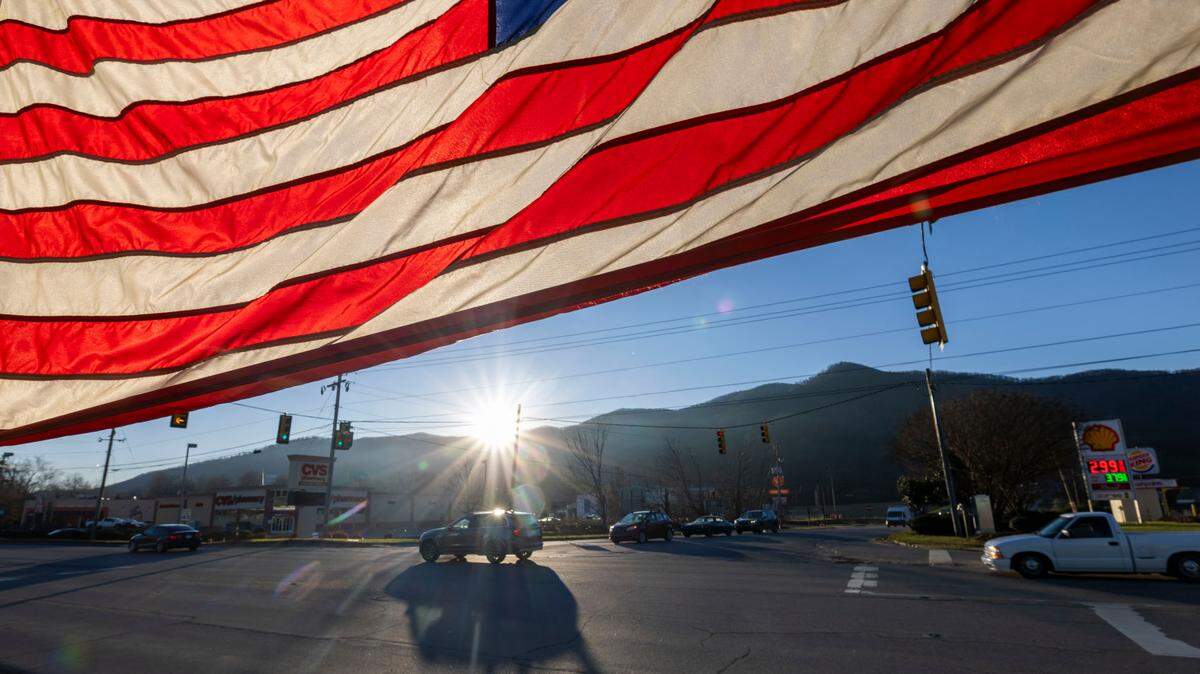 The sun through an American flag.