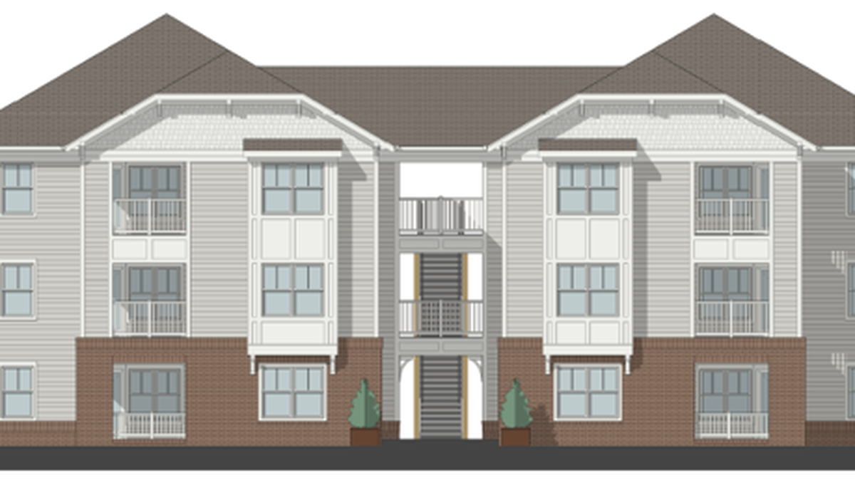 Rendering of Broadstone Walk, a 164-unit affordable housing complex currently being built on a 14-acre parcel along South Hughes Street in Apex.