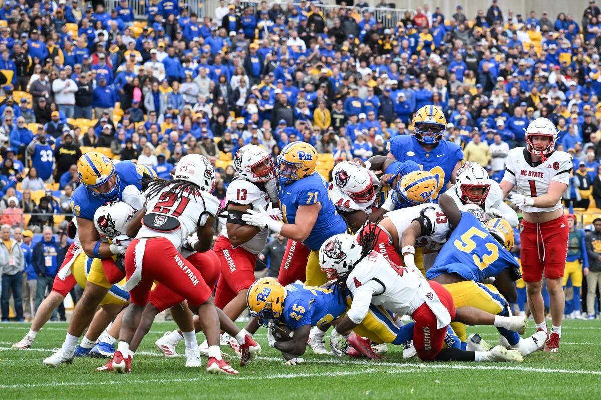 Pitt’s Ja'Kyrian Turner (25) scores a 1-yard touchdown during the first quarter against the NC State Wolfpack at Acrisure Stadium on October 25, 2025 in Pittsburgh.