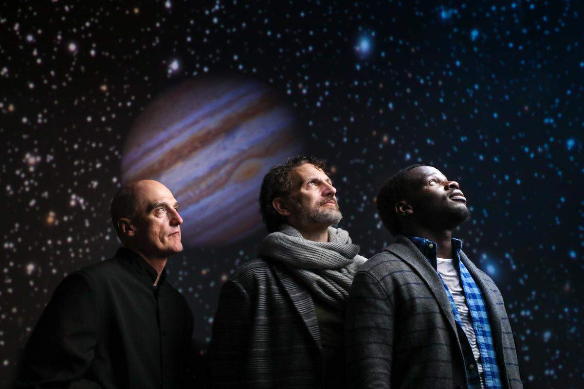 Ray Dooley, Ron Menzel and Alex Givens star in “Life of Galileo” by Bertolt Brecht, adapted by Joeseph Discher and directed by Vivienne Benesch at PlayMakers Repertory Company.
