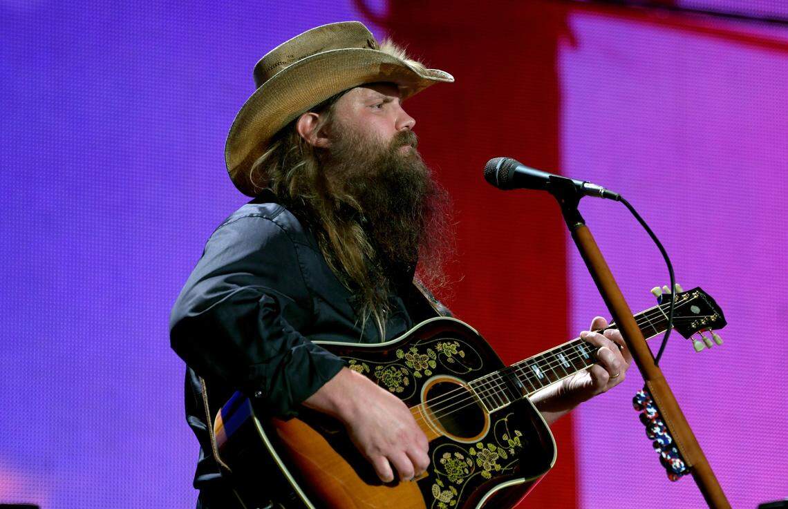 Chris Stapleton performs to a packed house at Farm Aid at Raleigh, N.C.’s Coastal Credit Union Music Park at Walnut Creek, Saturday, Sept. 24, 2022.