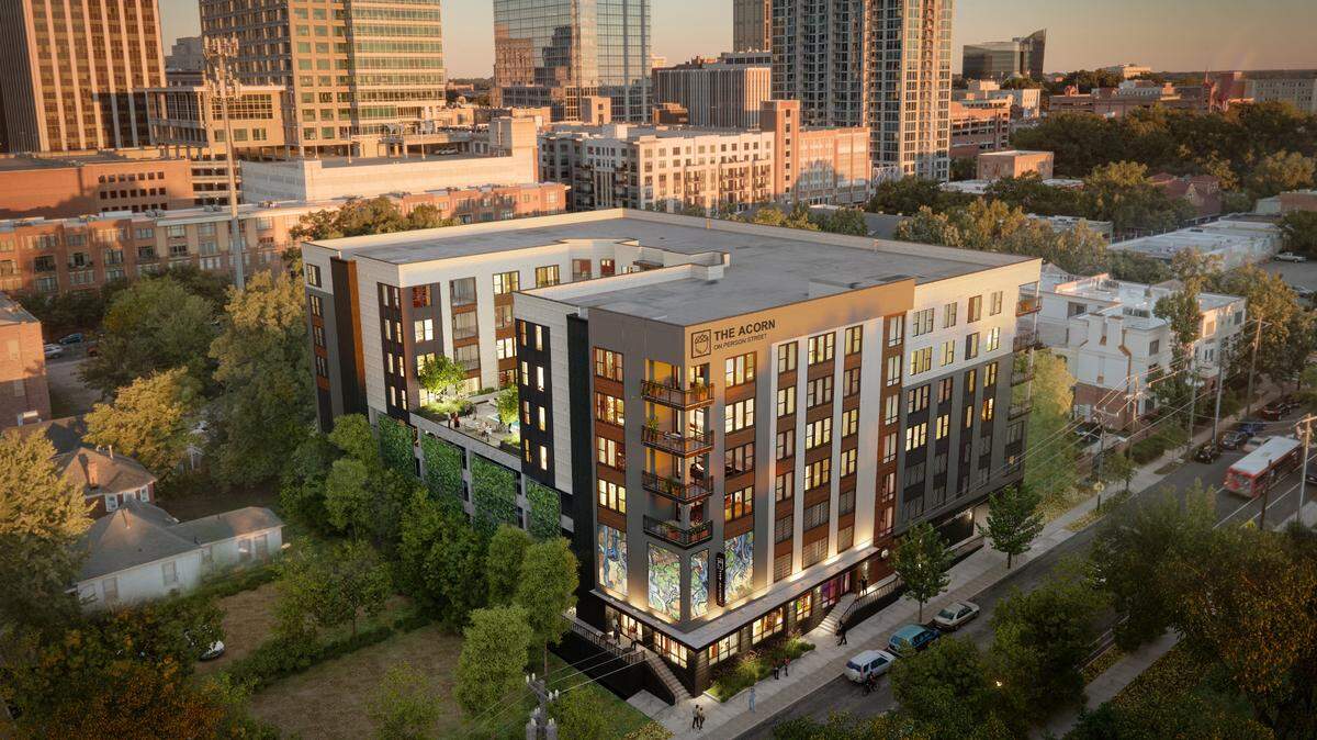 The Acorn at Person Street complex will include a 138-unit apartment building and a Marriott hotel.