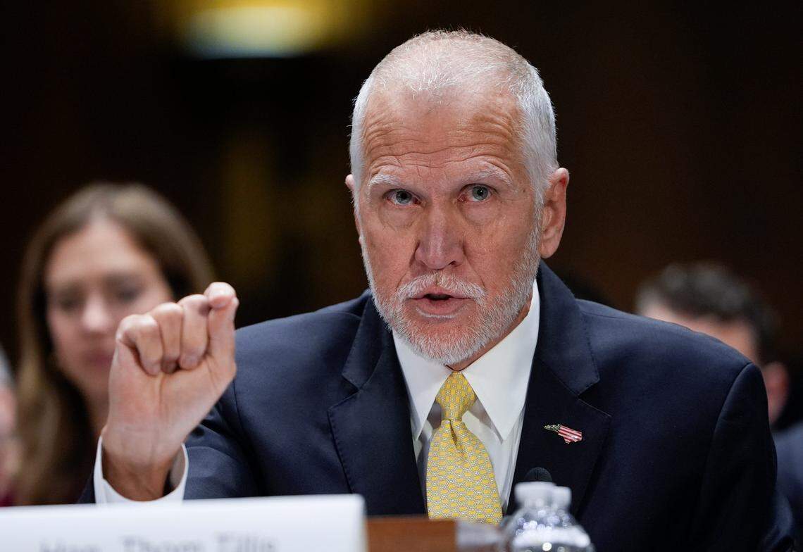 Sen. Thom Tillis (R-NC) speaking at the Senate Appropriations hearing to examine disaster funding needs on Wednesday, Nov. 20, 2024.