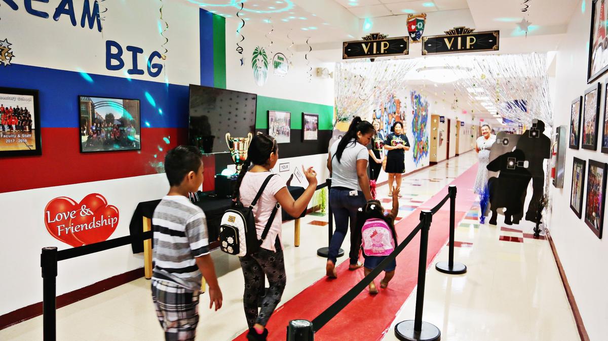 When students first enter Barwell Road Elementary School on Wednesday, July 25, 2018, they walk a “red carpet” with flashing lights and a group of teachers to greet them. The draft 2023-24 student assignment plan calls for moving some students out of Barwell to reduce crowding.