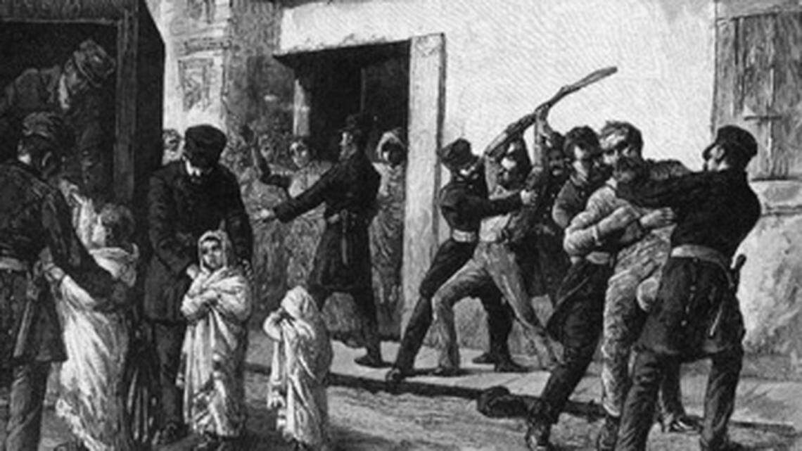 This sketch, entitled “Incident of the Smallpox Epidemic, Montreal” by Robert Harris, shows the violence with which the sanitary police removed smallpox patients from the public in 1885. (courtesy New York Public Library).