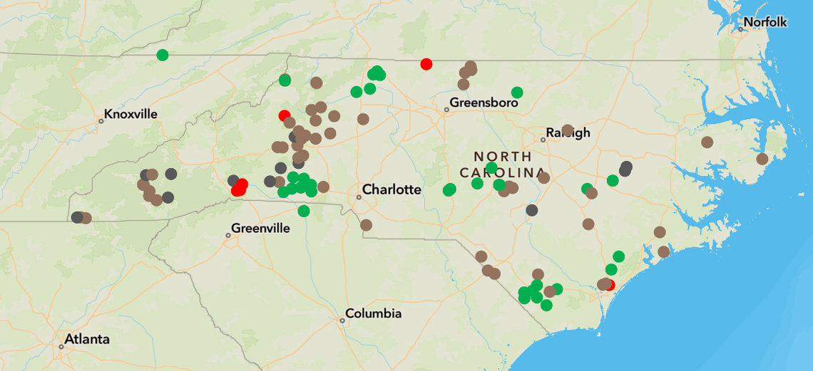 The N.C. Forest Service has an interactive map showing wildfires across the state. It’s been a busy spring fire season so far. As of Monday, March 24, 2025, the map showed 112 fires on more than 3,400 acres.