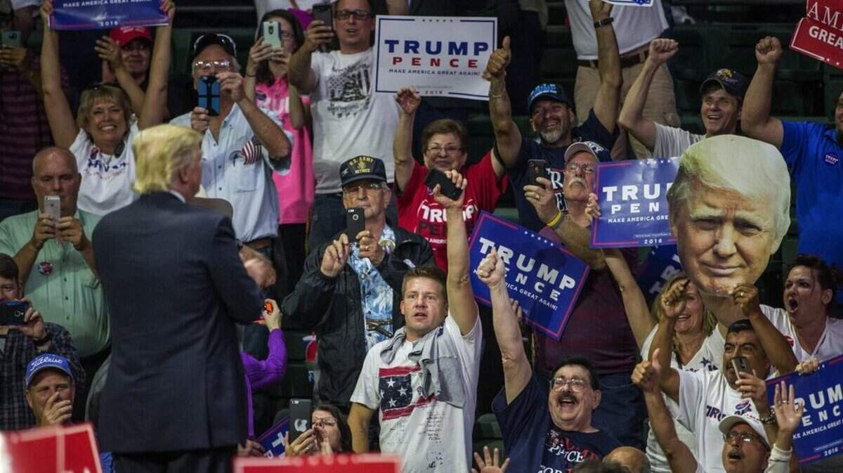 Crowds cheer Donald Trump after his remarks Tuesday in Everett. on Aug. 30, 2016.