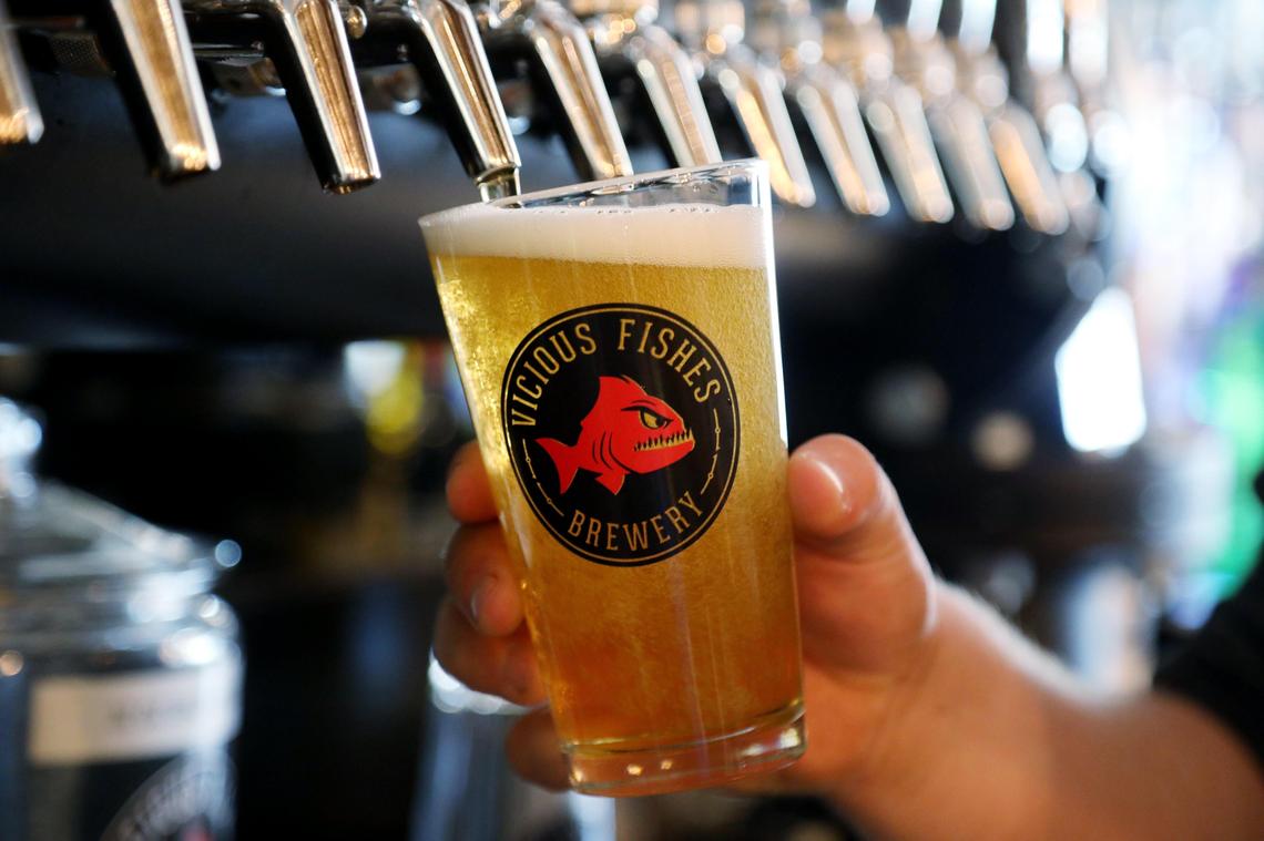 Vicious FishesÕ carries 16 house-brewed beers including the traditional German pilsner called OctoPils.