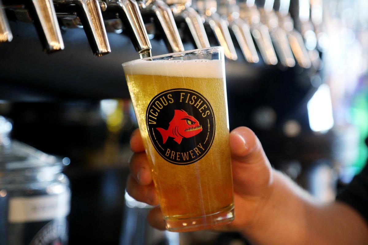Vicious FishesÕ carries 16 house-brewed beers including the traditional German pilsner called OctoPils.