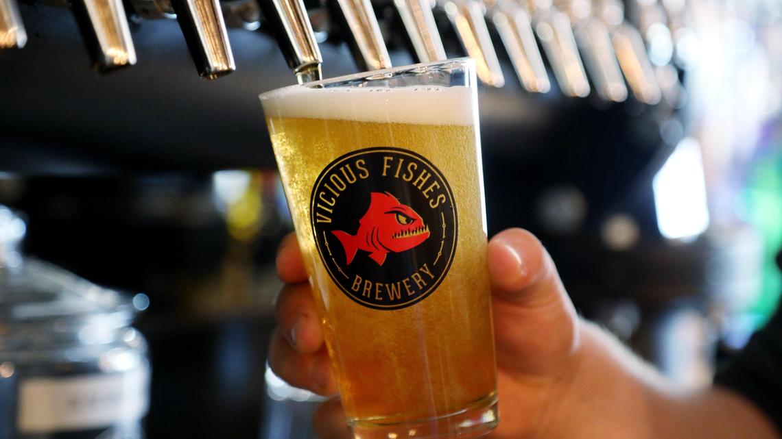 Vicious Fishes carries 16 house-brewed beers including the traditional German pilsner called OctoPils.