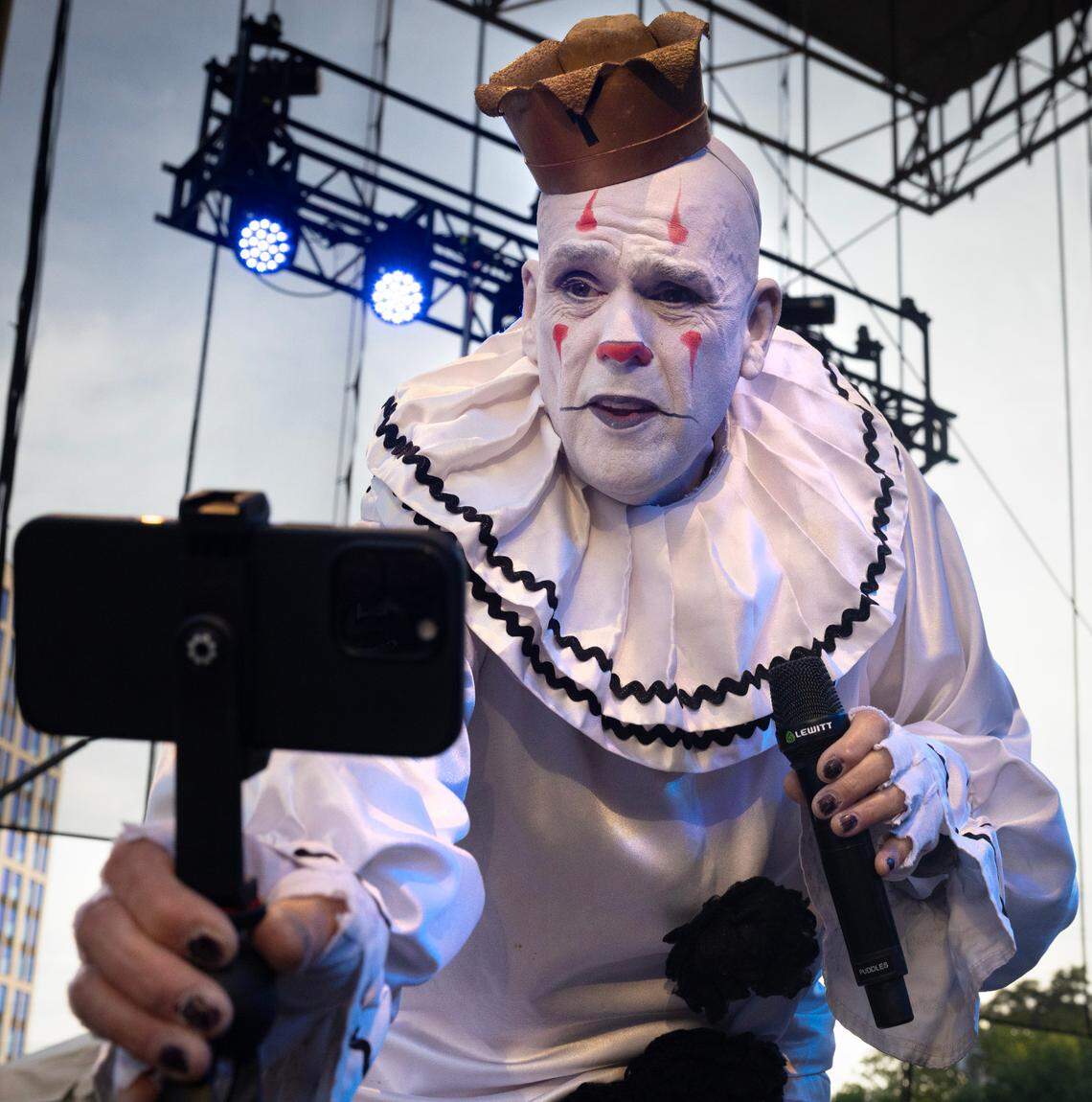 Puddles turns his “Cry Cam” on the crowd as he and his Pity Party open for Weird Al Yankovic brings his “Bigger & Weirder 2025” tour to Raleigh, N.C.’s Red Hat Amphiteather, Thursday night, July 24, 2025.