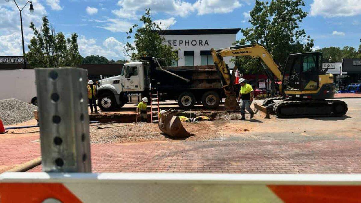 City of Raleigh Water workers repair a water main break on Cameron Street on July 29, 2025.