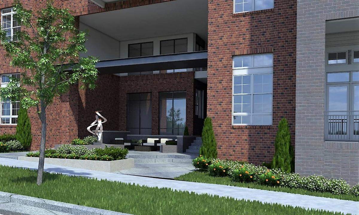 An artist’s close-up view of one of the planned building entrances at the new Park at Chapel Hill Apartments planned for Ephesus Church Road.