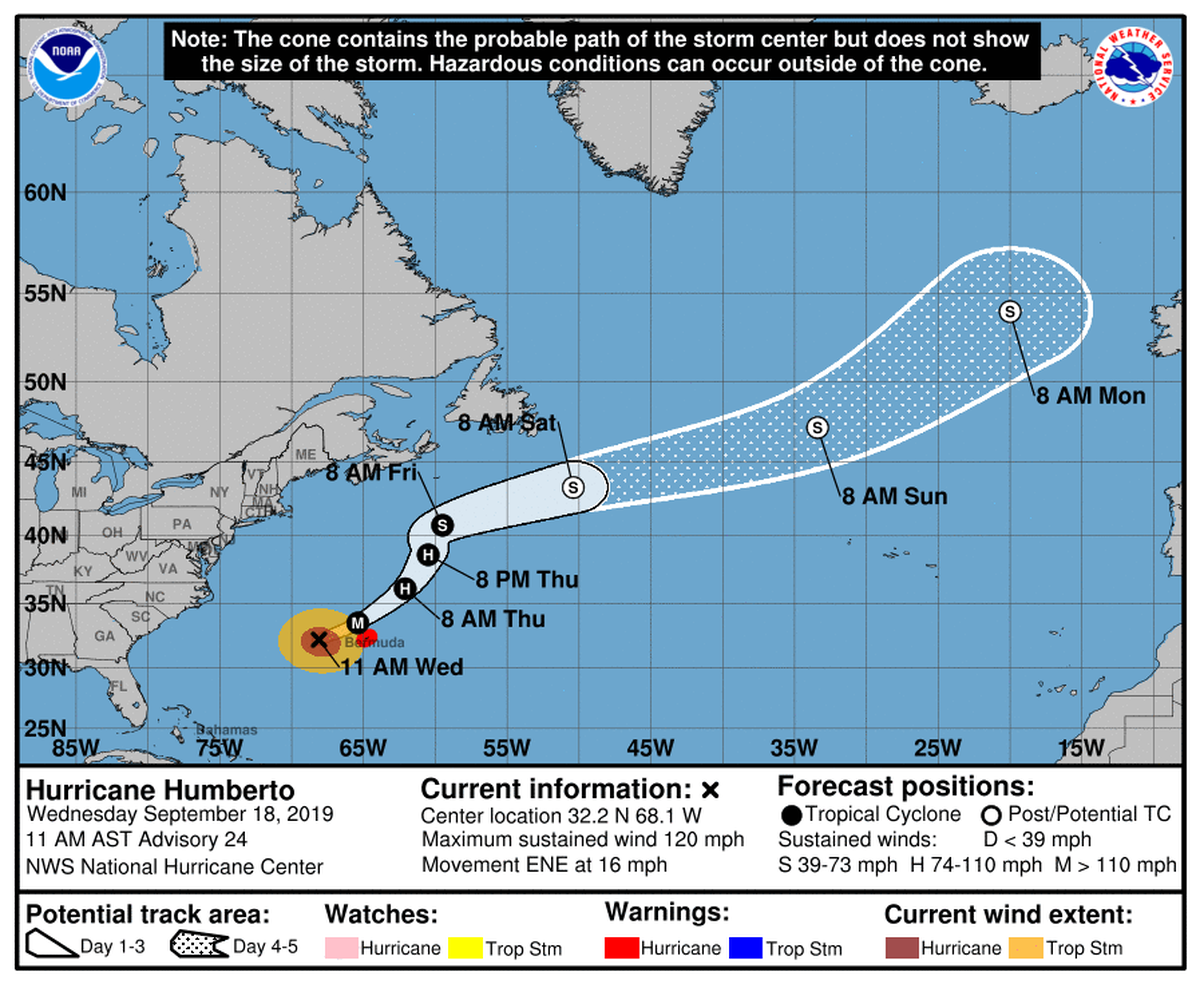 Hurricane Humberto is well off the coast, but continues to send rough surf and dangerous rip currents to the Carolinas. 