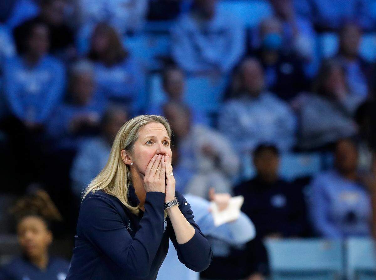 North Carolina head coach Courtney Banghart reacts during the second half of the Tar Heels’ 72-53 win over Kentucky on Thursday, Dec. 5, 2024, at Carmichael Arena in Chapel Hill, N.C.