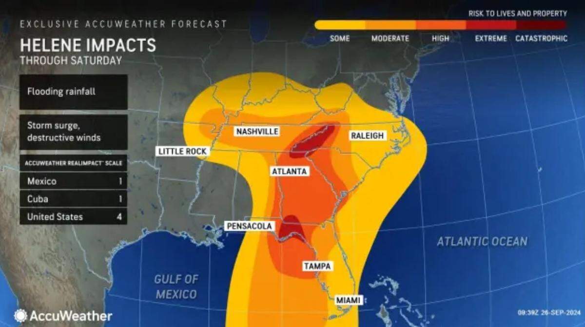 Hurricane Helene is expected to bring strong winds and rain to parts of the Southeast.