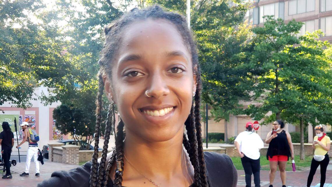 Mya Mercado, 27, Durham. “If everybody just kind of listened and everybody just had an open ear and an open mind, then I think we’ll be successful in coming together.”