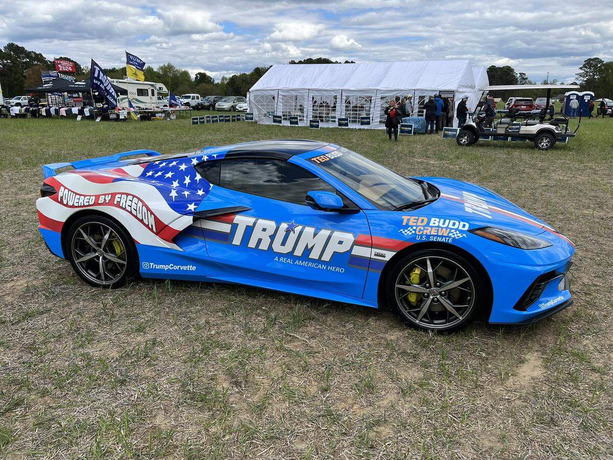 A car at the Trump rally in Selma, NC, on April 9, 2022.