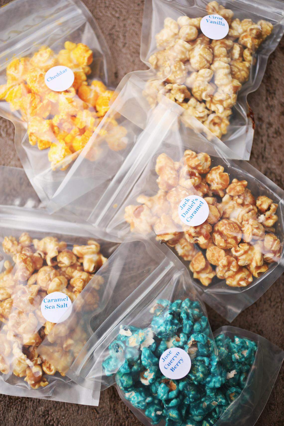There are several flavors of alcohol-infused gourmet popcorn from Just Popping Around at The N.C. State Fair in Raleigh.