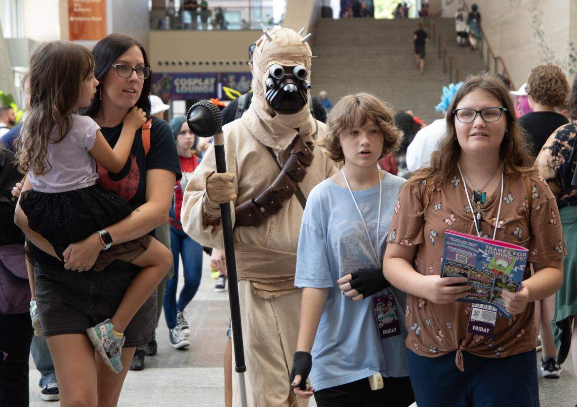 Visitors flock to the Raleigh Convention Center on Friday, July 28, 2023 for GalaxyCon, an annual 4-day event celebrating comic books, anime, cosplay, and more.