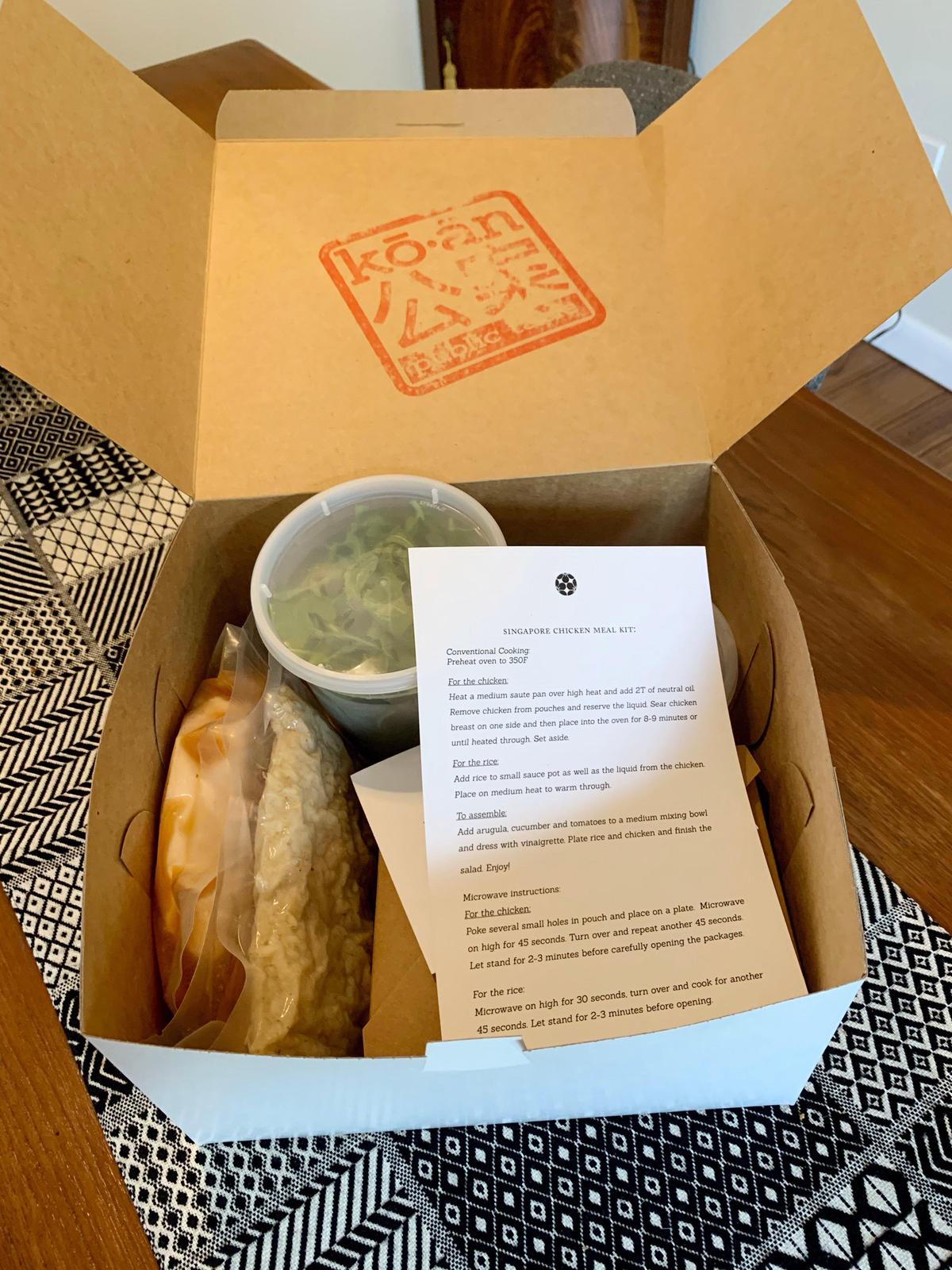 The Singapore chicken meal kit from ko-an in Cary.