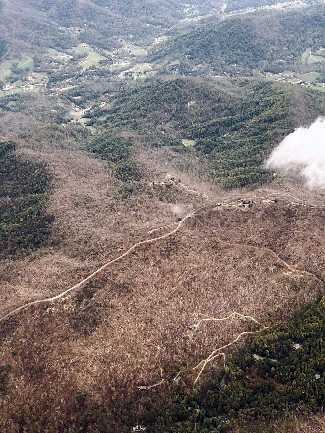 The N.C. Forest Service’s aerial survey found Helene damaged more than 822,000 acres of woodlands in the state. As it dries out, the downed wood becomes fuel for wildfires.