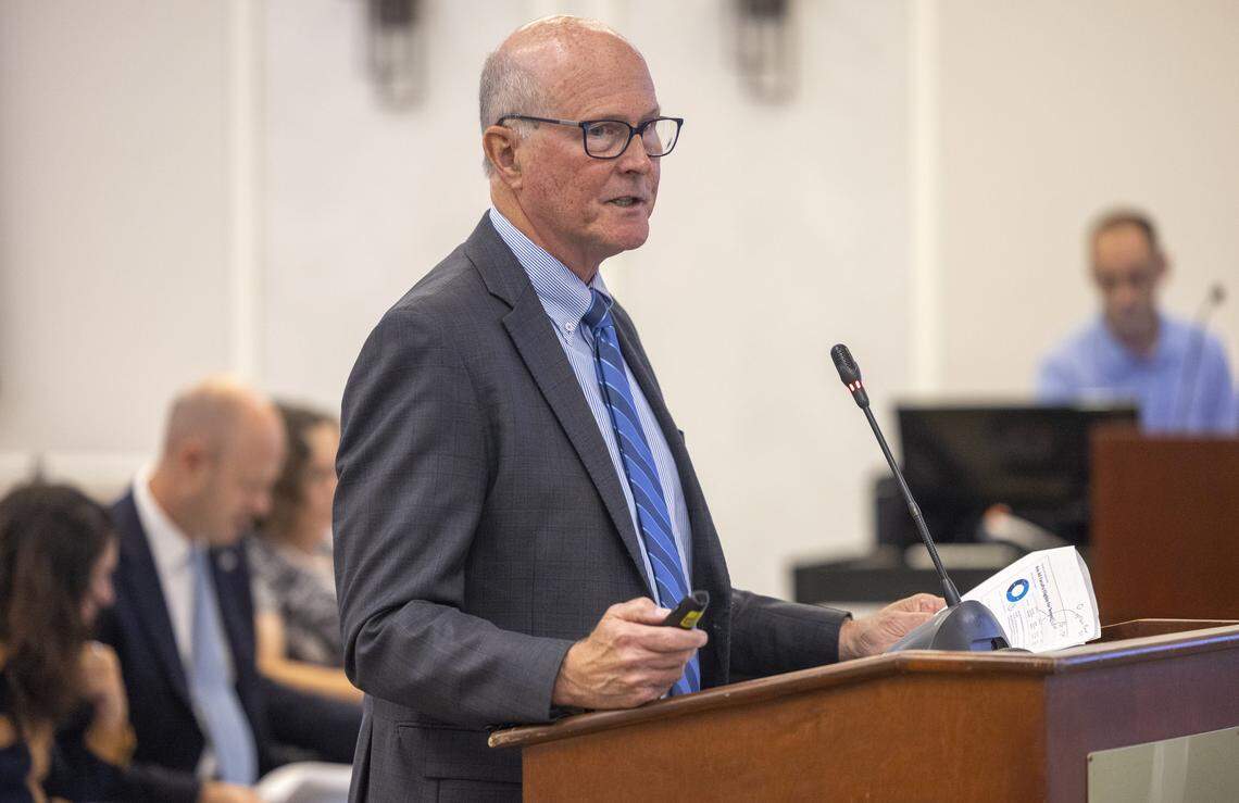 James W. Dean Jr., Interim Executive Vice Chancellor and Provost gives a presentation on tenure to the UNC Board of Trustees on Tuesday, July 30, 2025 in Chapel Hill, N.C.