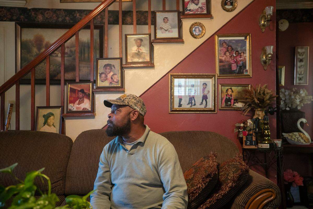 Michael Gordon was not home when a bullet pierced his home at 500 Roanoke Avenue as a Pasquotank County deputy fatally shot Andrew Brown Jr. while trying to serve a warrant on Wednesday, April 21, 2021 in Elizabeth City, NC. Gordon recounts the events in the living room of his home on Thursday, April 22, 2021 in Elizabeth City, NC.
