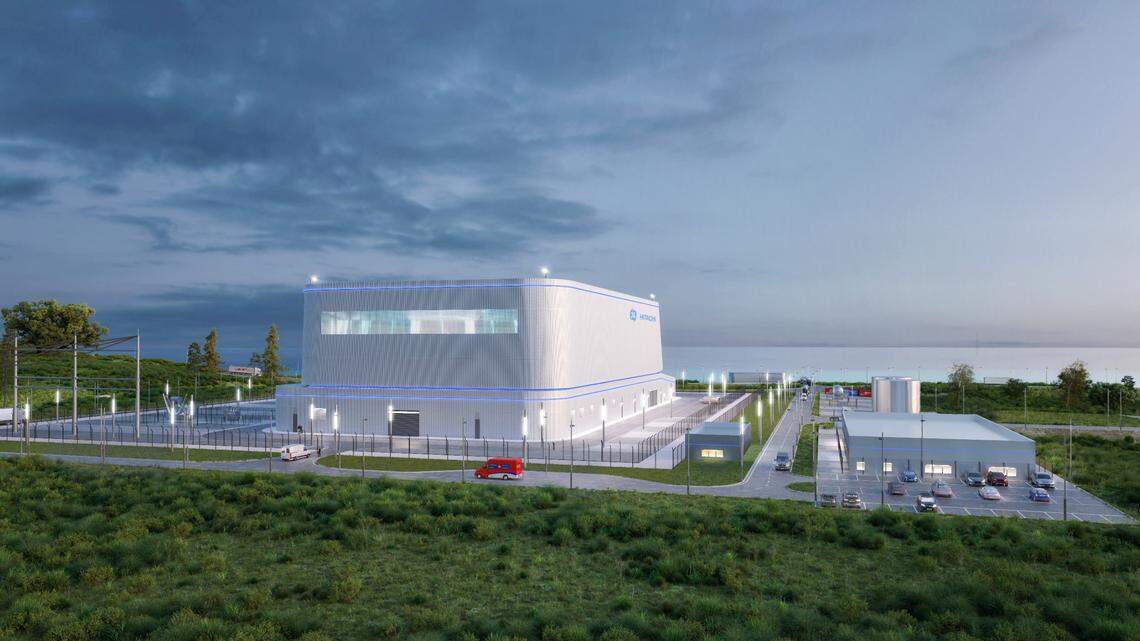 Duke Energy has joined a coalition of utilities and vendors seeking an $800 million U.S. Department of Energy grant to accelerate development of the GE Hitachi BWRX-300 small modular nuclear reactor, shown here in a rendering. Duke is also investing in GE Hitachi’s design and licensing efforts for the reactor.