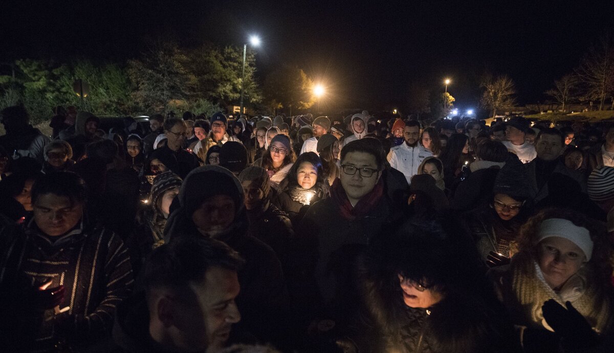 A large crowd gathered outside an ICE Office in Cary, NC on Tuesday, Nov. 27, 2018 to stand with those fighting for Samuel Oliver-Bruno to remain in the United States.