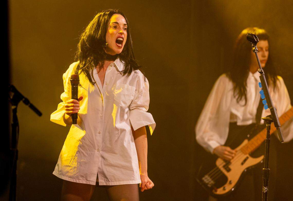 St. Vincent performs on the final night of the 2024 Hopscotch Music Festival in Raleigh, N.C., Saturday, Sept. 7, 2024.
