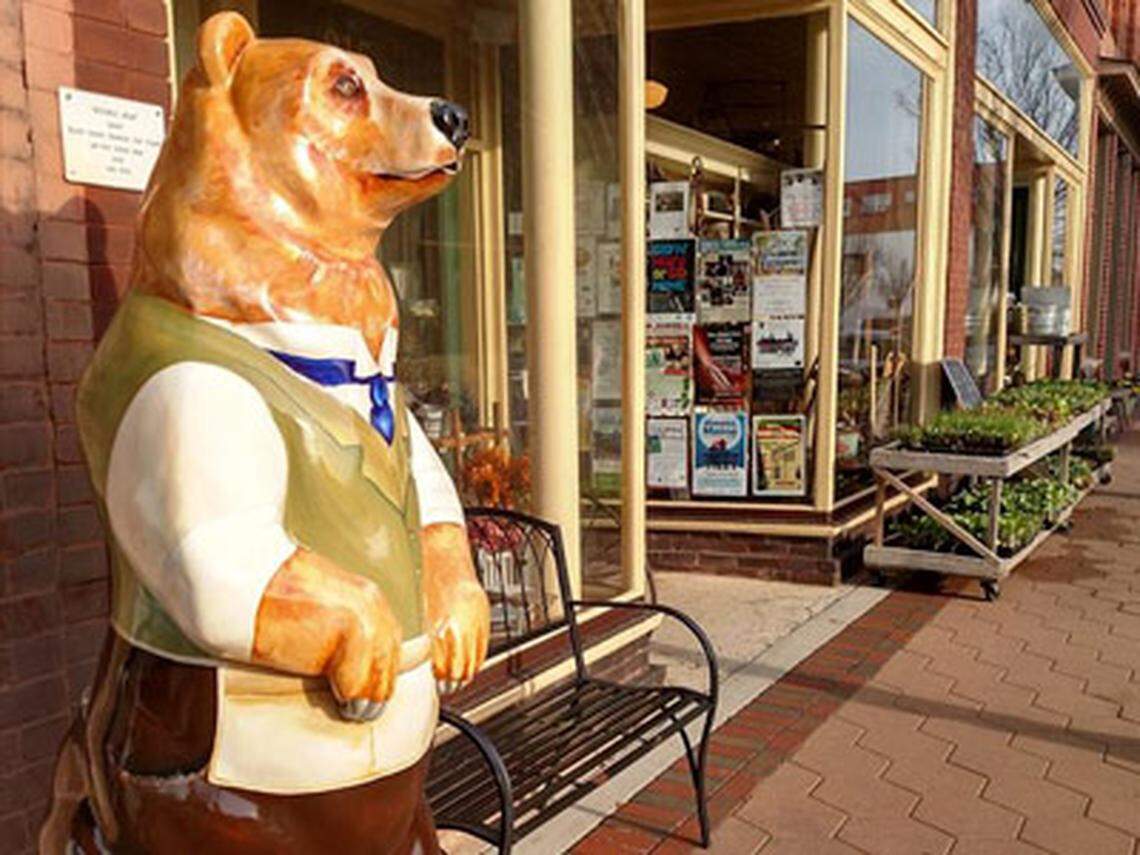 One of the decorated fiberglass bears in downtown New Bern.