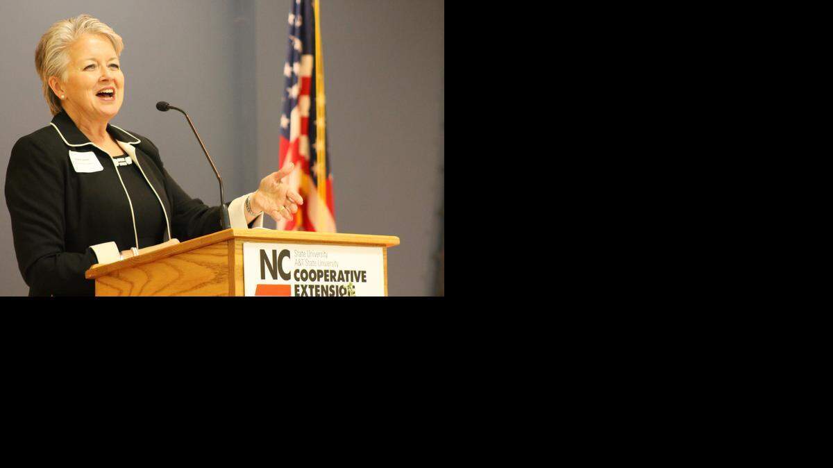 North Carolina Commerce Secretary Sharon Decker speaks at the Johnston County Economic Development Luncheon in this file photo.
