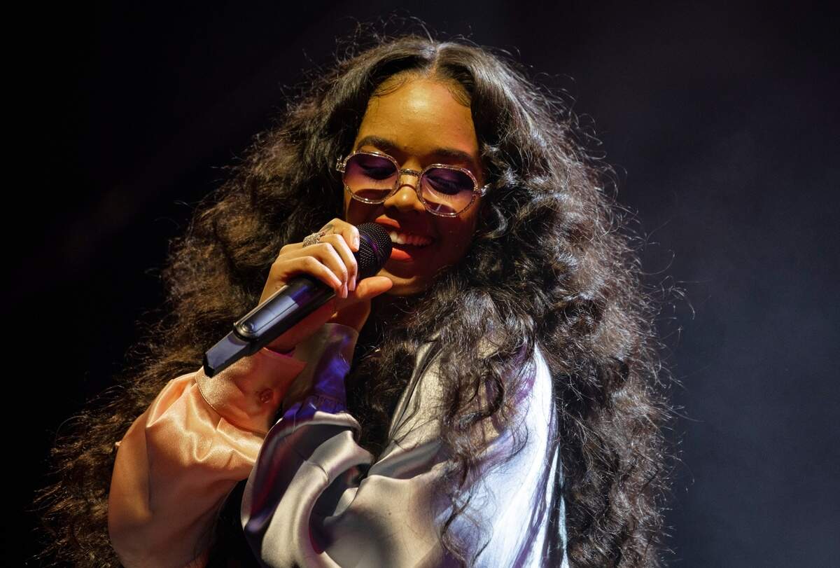H.E.R. in concert at Raleigh, N.C.’s Red Hat Amphitheater, Friday night, June 24, 2021.