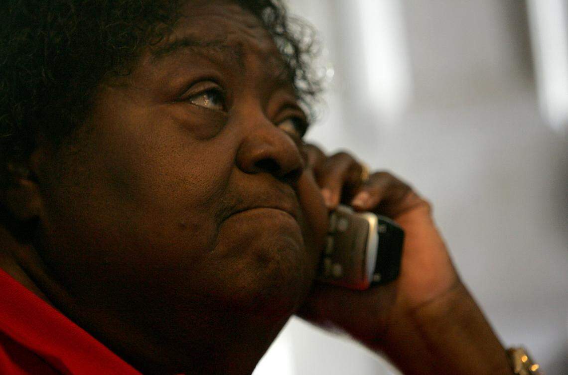 Ann Atwater works the phones from her home in Durham on March 27, 2008, as she tries to help those in need. Atwater, then 72, was a leader in Durham during the anti-poverty movement of the 1960s and continues to try to help those in need today.
