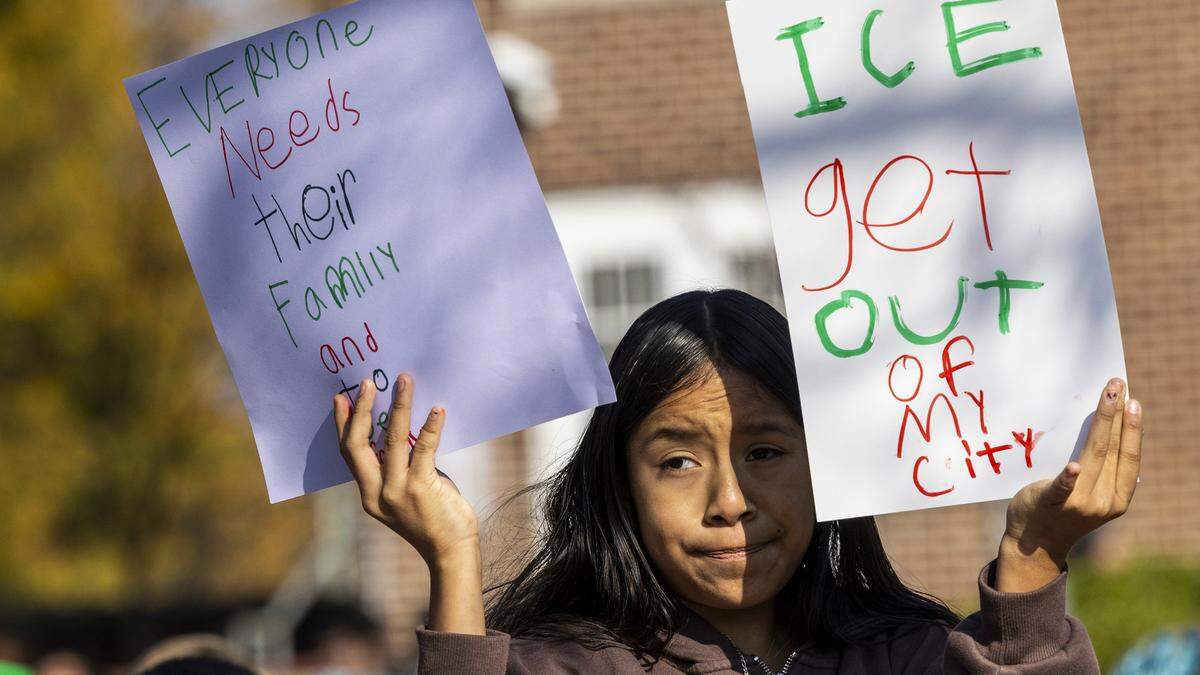 More than 100 Durham School of the Arts students stage a walkout Thursday, Nov. 20, 2025, to protest recent immigration enforcement arrests carried out by U.S. Immigration and Customs Enforcement agents in Durham. The walkout lasted less than an hour.