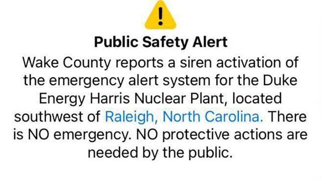 Harris Nuclear Plant emergency sirens sounded by mistake | Raleigh News ...