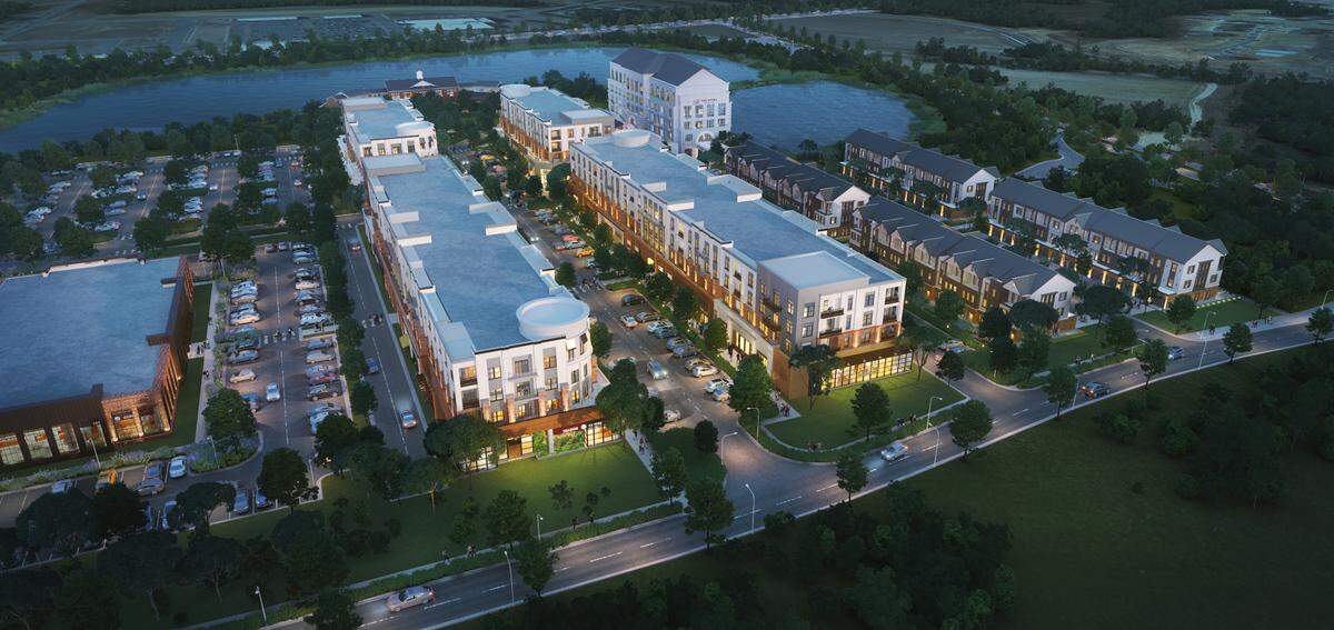 A rendering of Flowers Plantation’s new Waterfront District.
