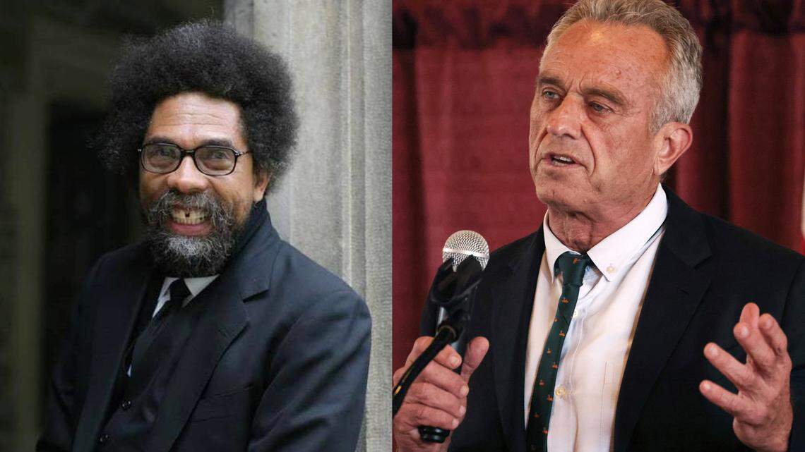 Cornel West, left, and Robert F. Kennedy Jr., right, are both running as independent presidential candidates in the 2024 election.