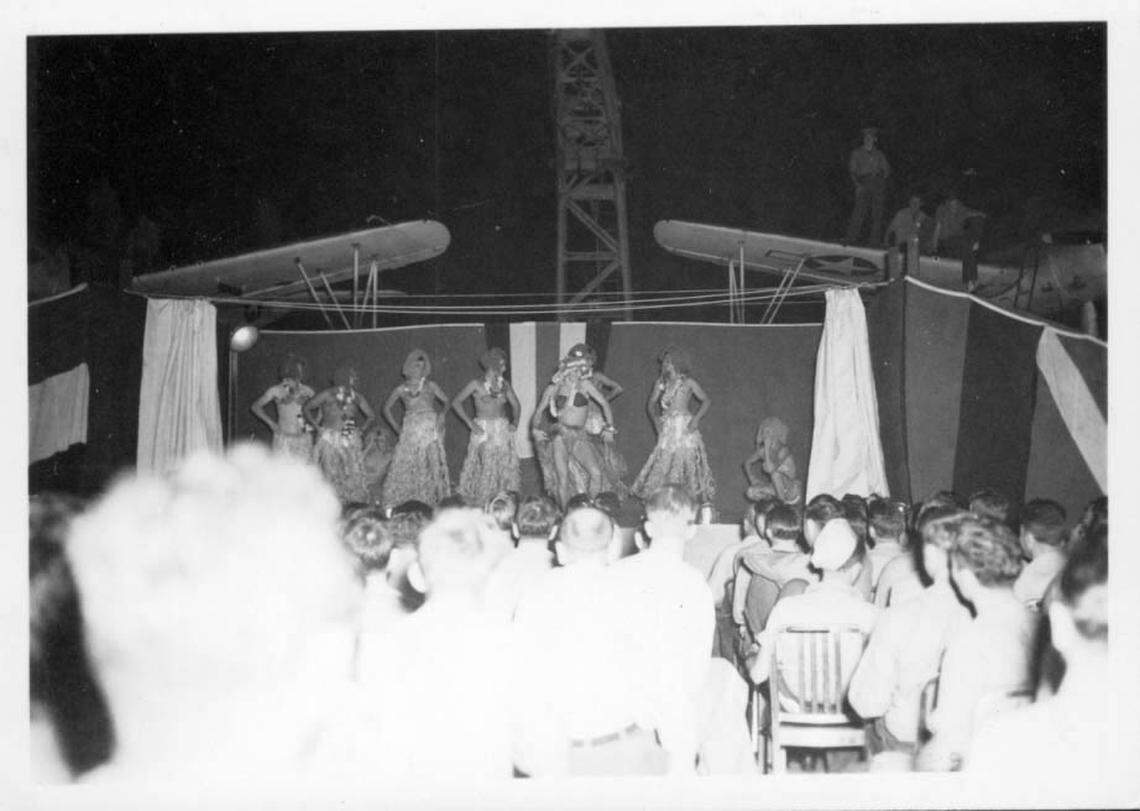 The Christmas Eve “smoker” aboard the USS North Carolina in 1943.