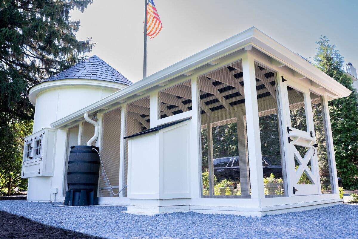 A chicken coop donated to Vice President JD Vance’s residence.