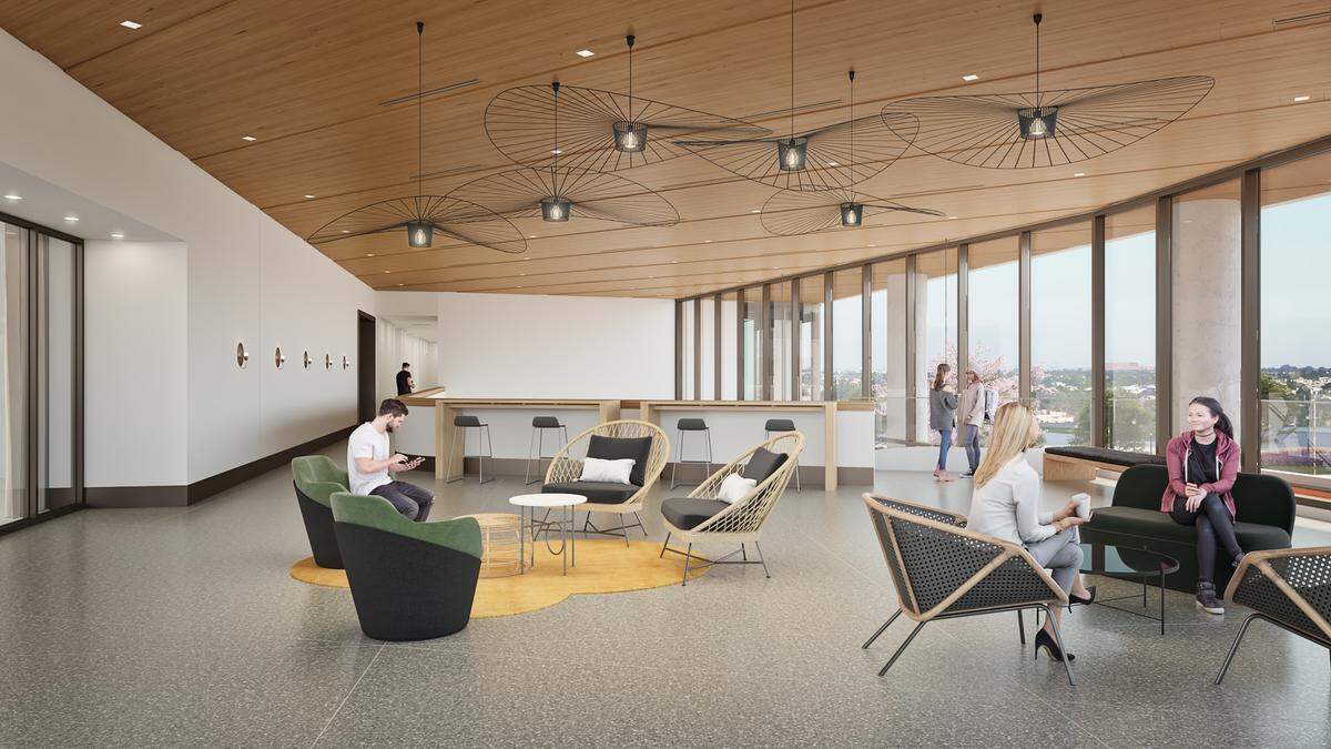 Rendering of Kane Realty’s One North Hill Tower in North Hills’ Main District.