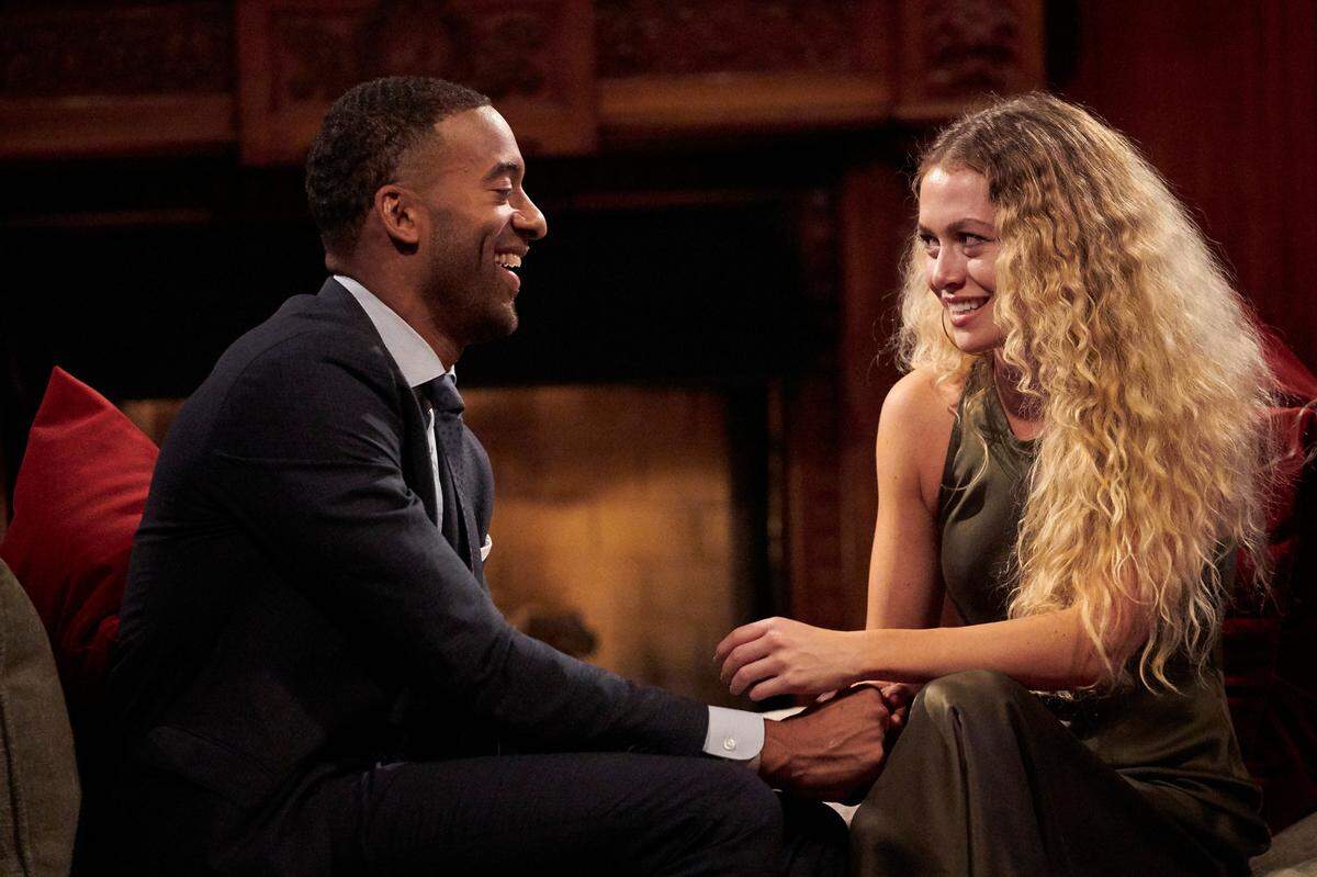Matt James, a Raleigh native, with MJ on the Jan. 11 episode of “The Bachelor” on ABC.