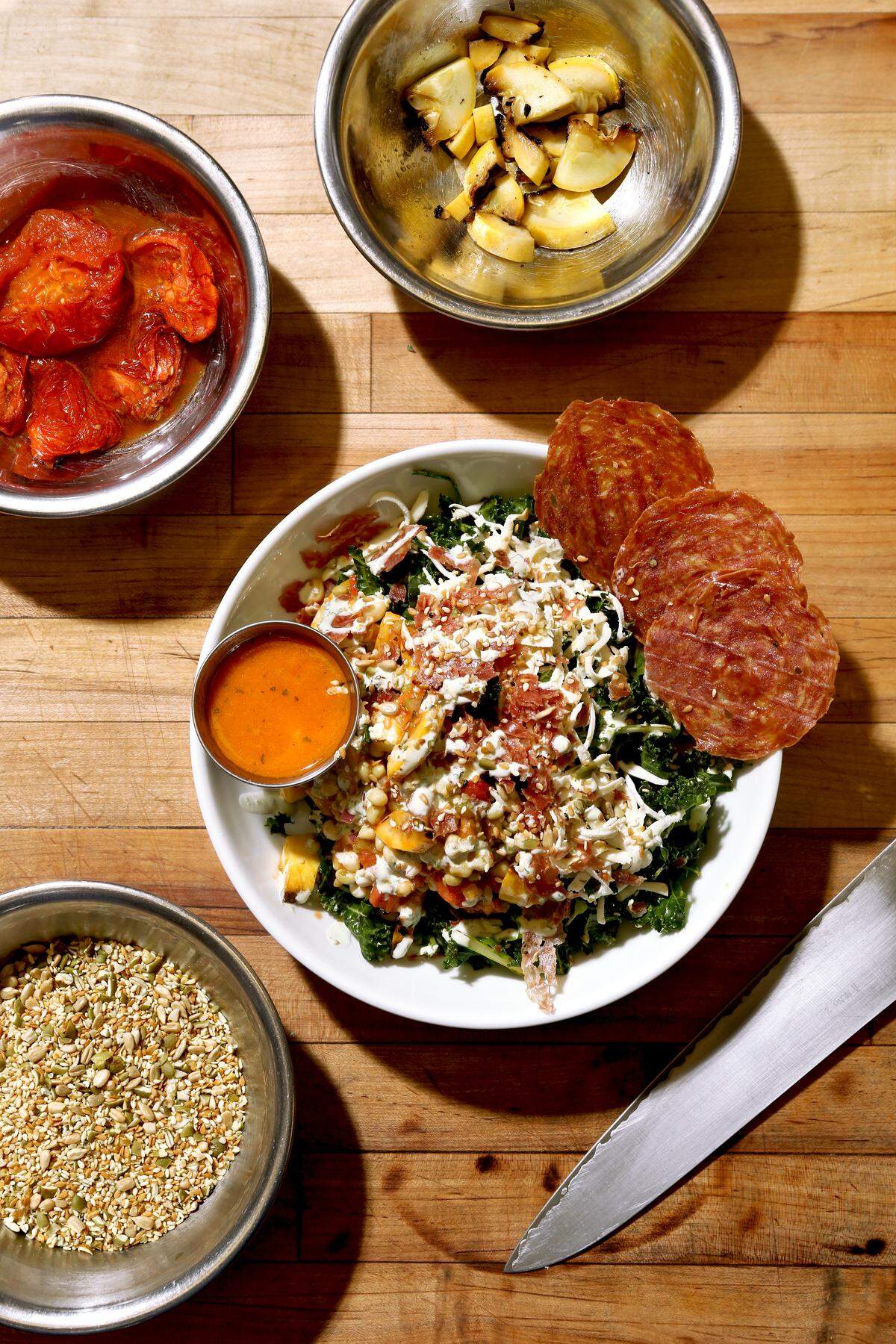 The Pooleside Salad is a new collaboration salad between Happy + Hale and Raleigh chef Ashley Christensen, named for her upcoming pizzeria Pooleside Pies.
