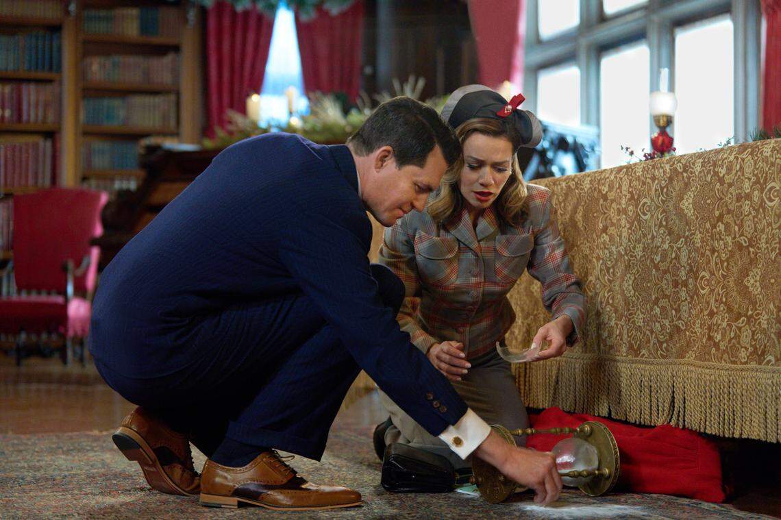 Bethany Joy Lenz and Kristoffer Polaha in “A Biltmore Christmas” on the Hallmark Channel. The movie was filmed at the Biltmore Estate in Asheville, NC, in January 2023..