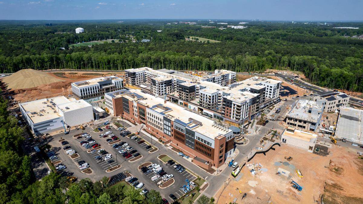 Construction nears completion at The Fenton, a mixed use development in Cary Monday, April 25, 2022.