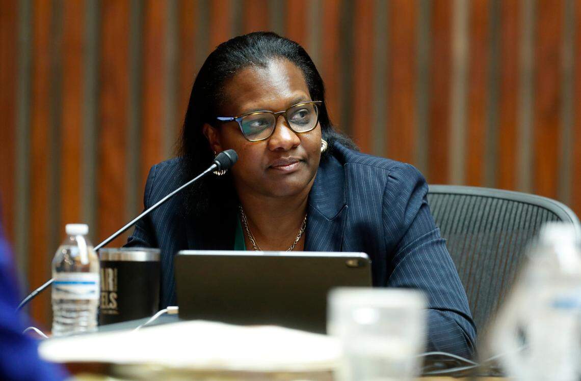 Council member Stormie D. Forte listens during the Raleigh City Council meeting at the Municipal Building in Raleigh, N.C. Tuesday, June 15, 2021.